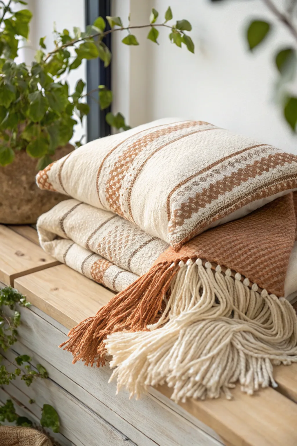 Transform your blanket into a boho chic pillow with ease. Add tassels for that perfect laid-back vibe.
