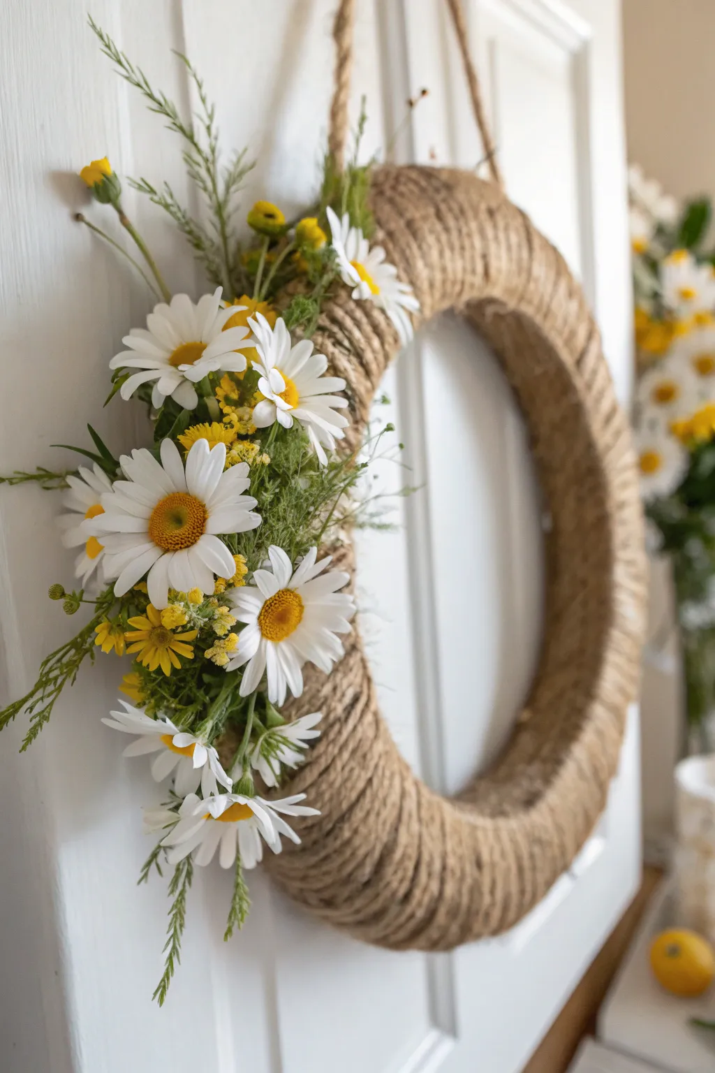 Embrace summer's simplicity with a handcrafted Daisy and Twine Wreath—where natural beauty meets minimalist elegance.