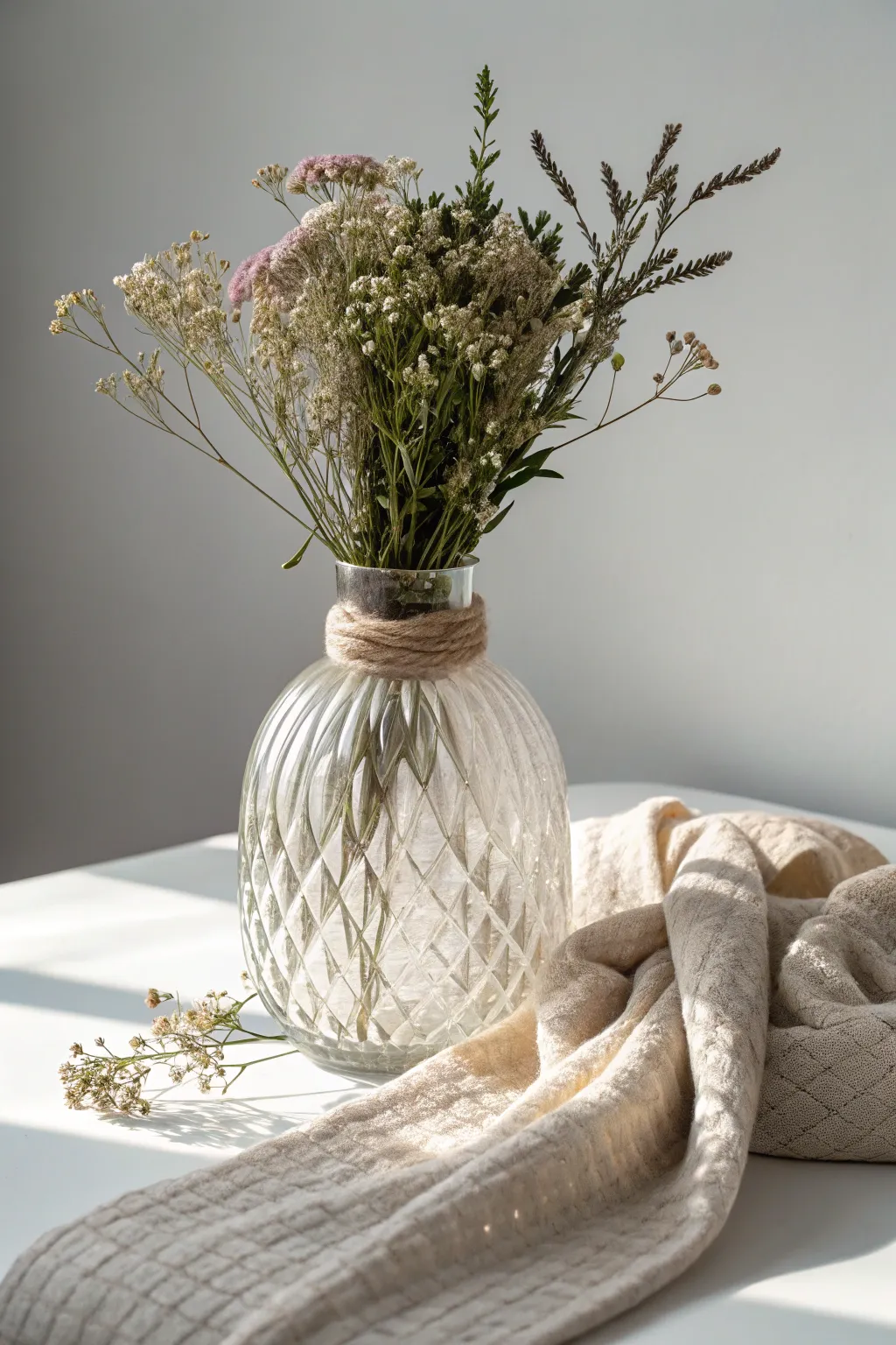 Transform your vases with the effortless elegance of fabric wraps, adding texture and warmth to your floral displays.