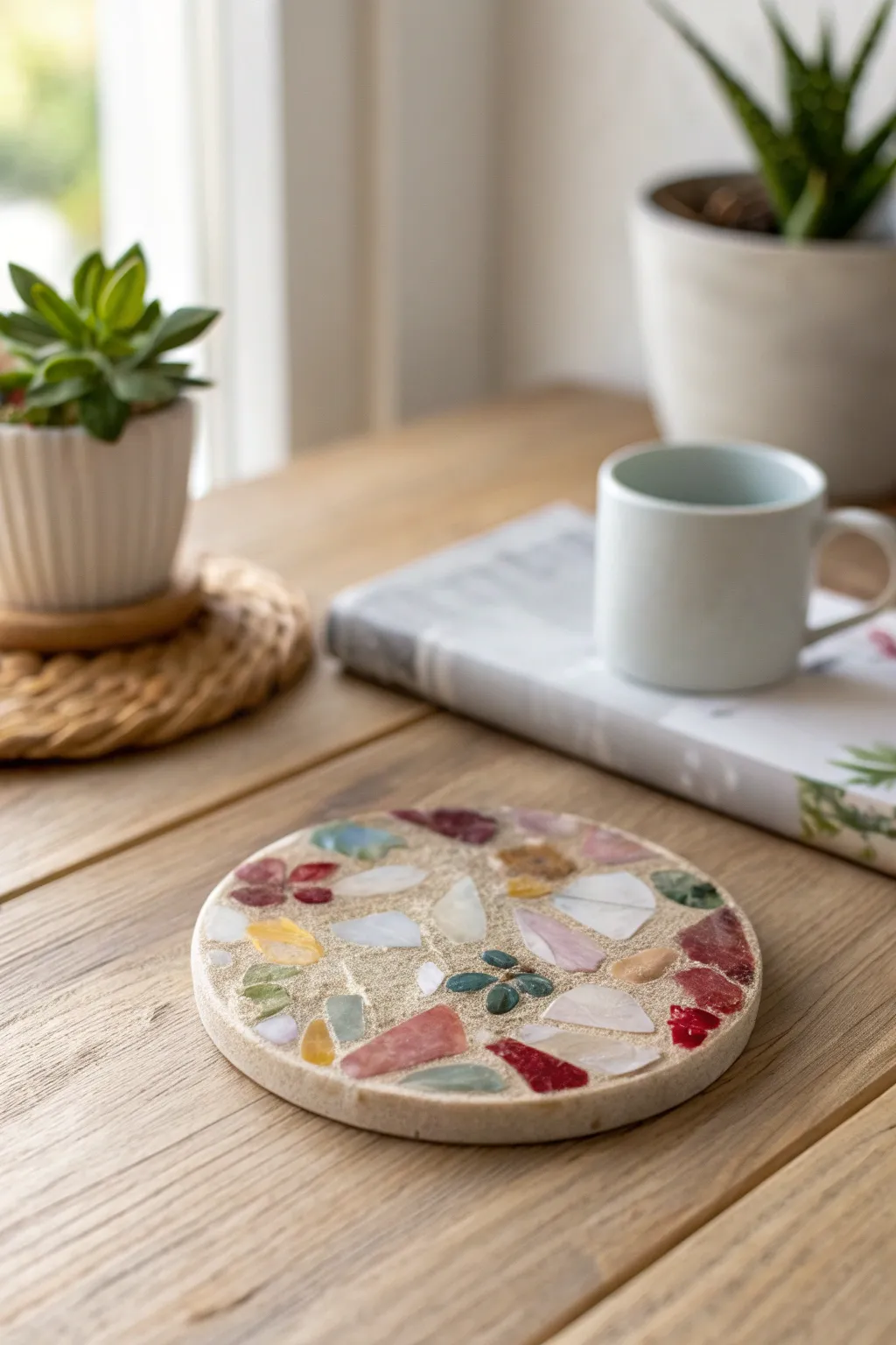 Transform your table with eco-friendly elegance: upcycled resin coasters that tell a story.