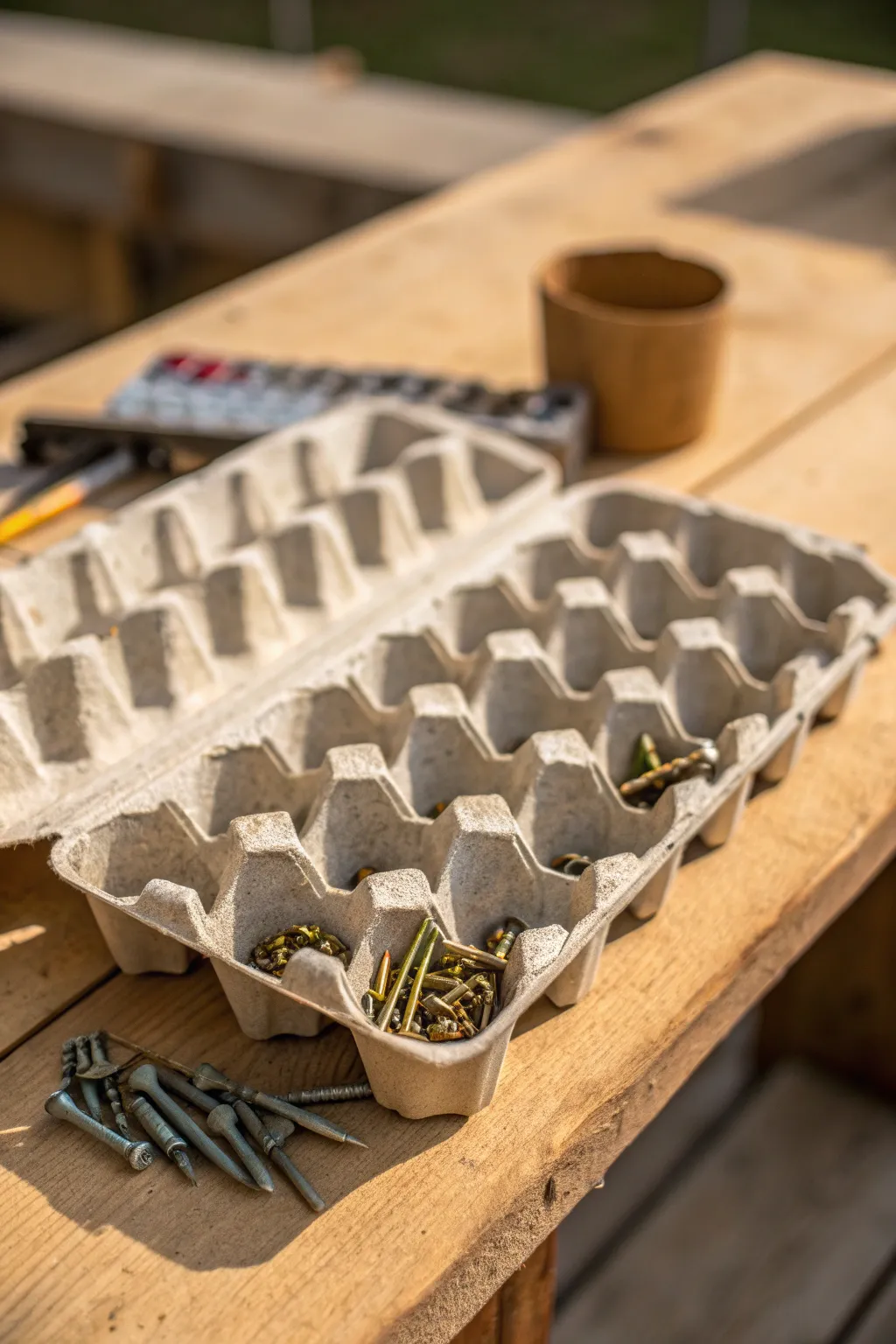 Craftsmanship meets organization: Elevate your workspace with this simple yet effective screw and nail storage solution.