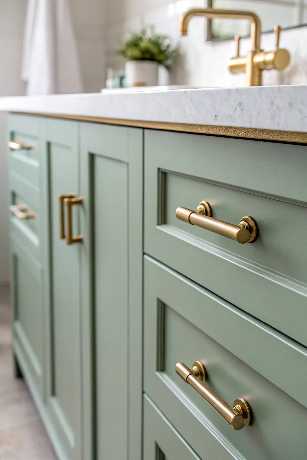 Transform your space with a touch of elegance: sleek brass handles for a fresh, minimalist look.