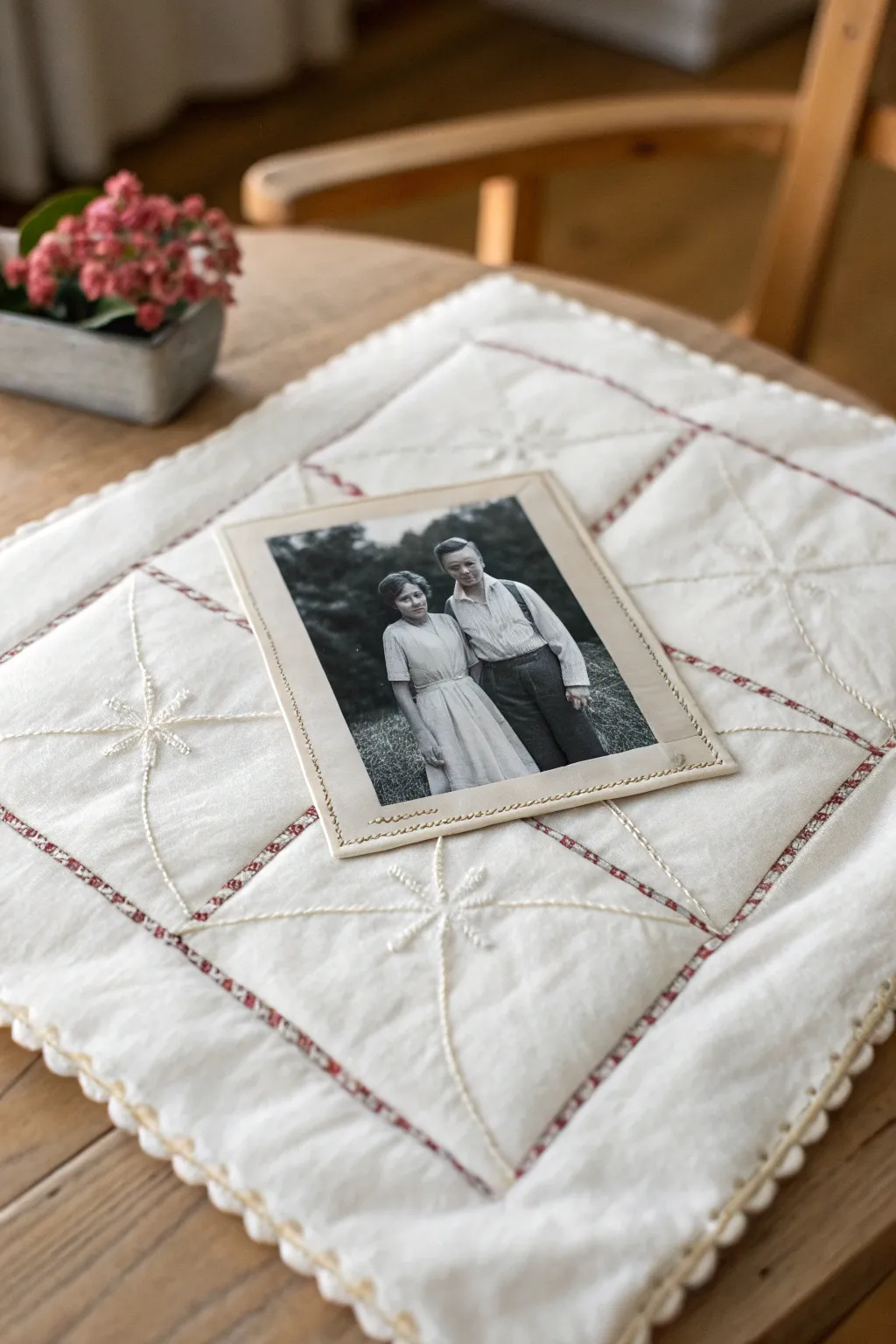 Capture memories in stitches: A timeless quilt label with a personal touch.