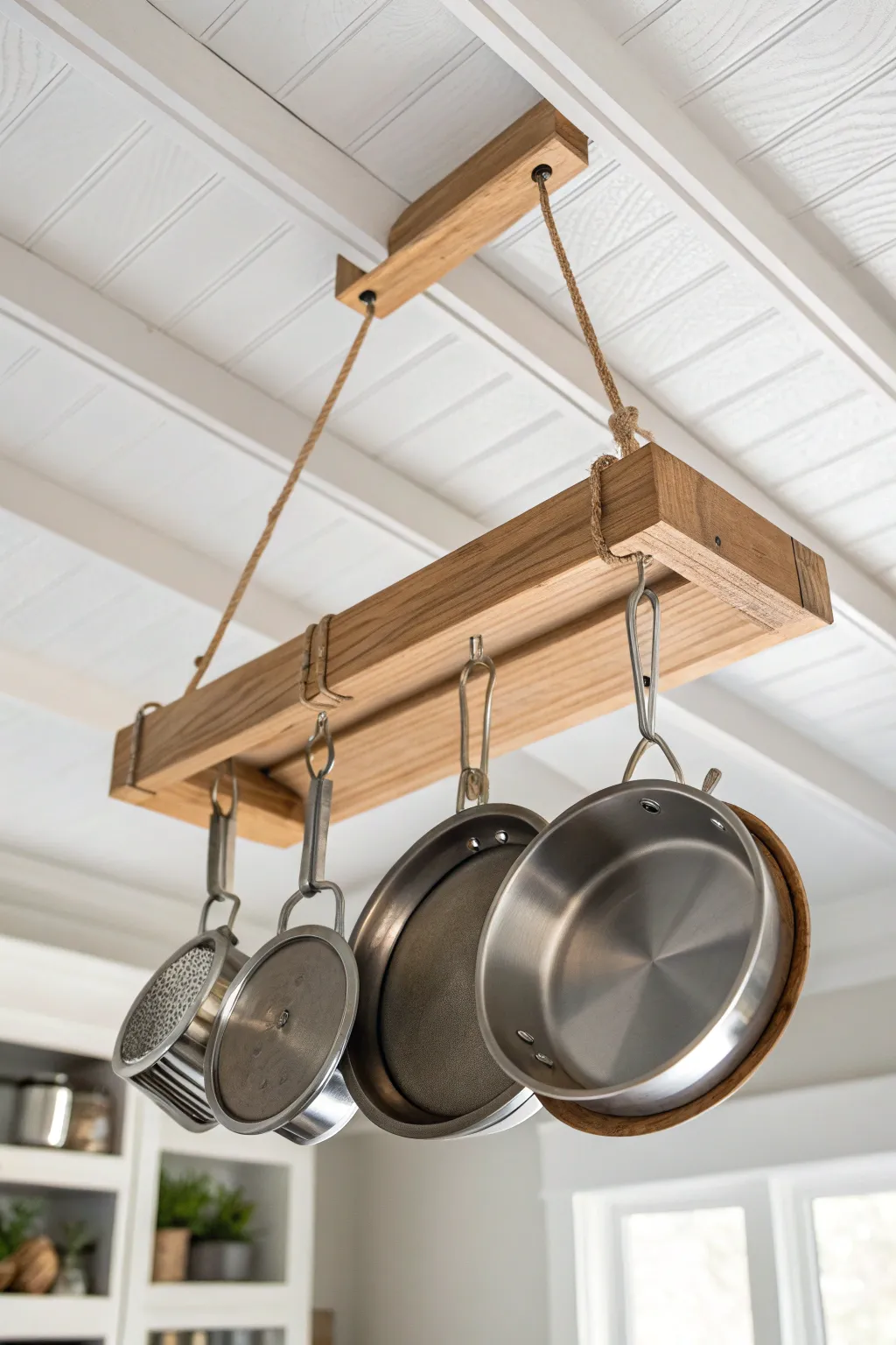 Elevate your kitchen space with a stunning ceiling-mounted lid holder - where Scandinavian simplicity meets Boho charm.