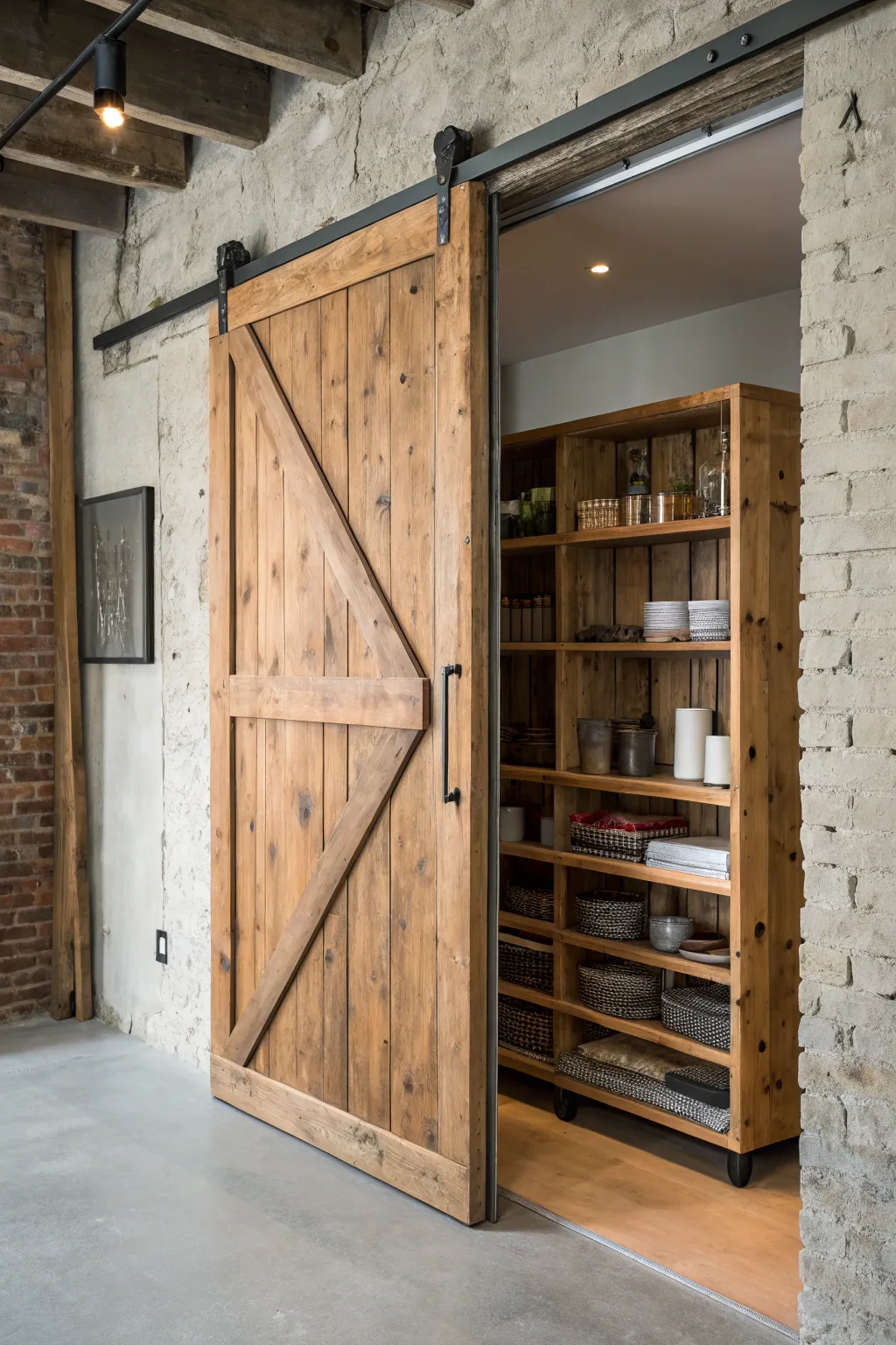 Elevate your storage game with the rustic charm and practicality of sliding barn doors.