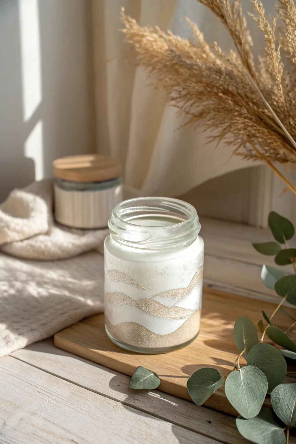 Transform your jars with textured painting for a touch of minimalist elegance.