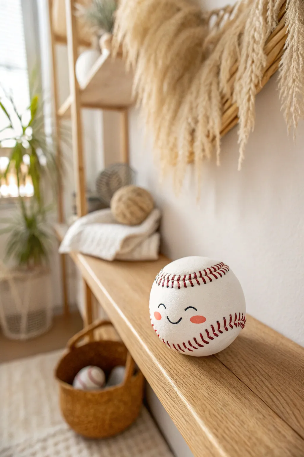 Add a playful twist to your decor with this cheeky kawaii baseball!