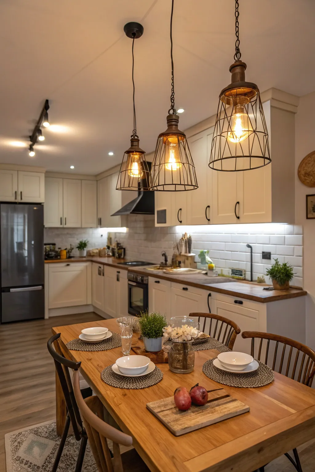 Adjustable lights offer versatility in kitchen settings.