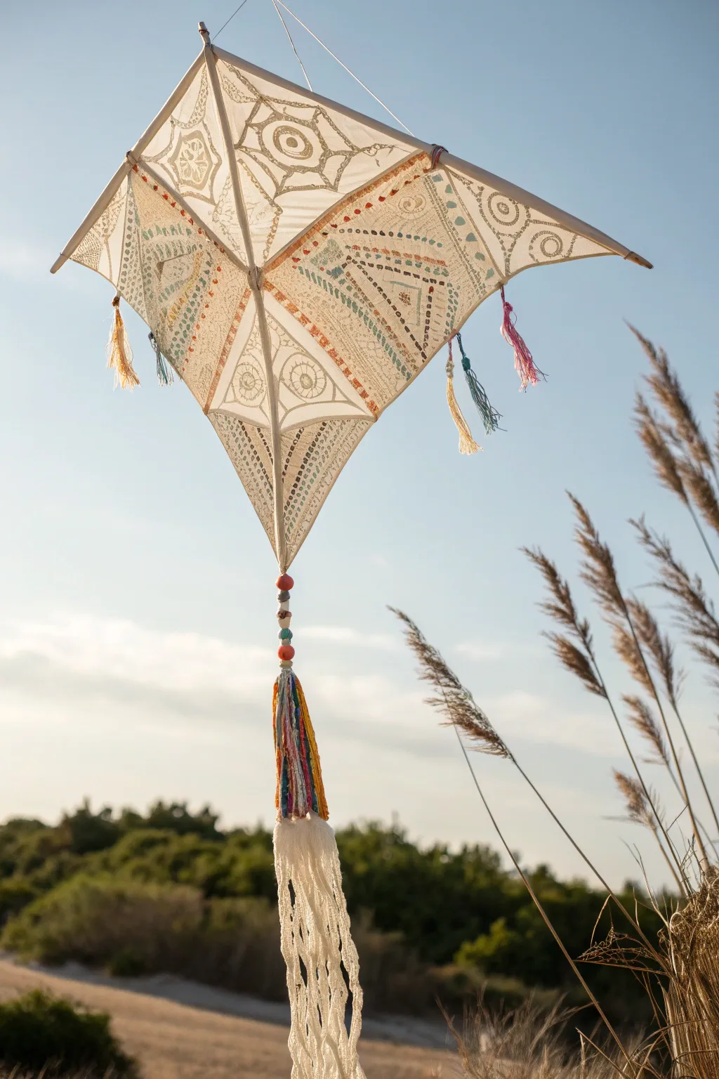 Seasonal elegance takes flight with this handcrafted kite, blending Scandinavian minimalism with Boho charm.
