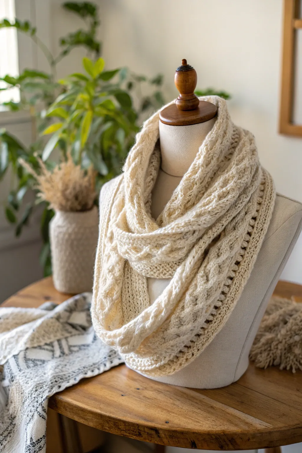 Embrace cozy sophistication with a cowl-style knit scarf, the perfect blend of warmth and style for breezy days.