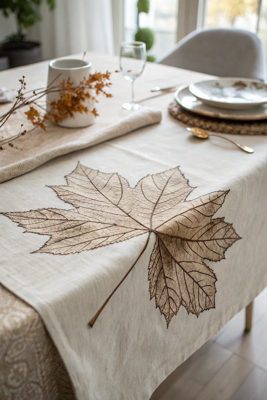 Bring nature to your celebration with stunning leaf print decor—sustainably chic and beautifully minimalist.
