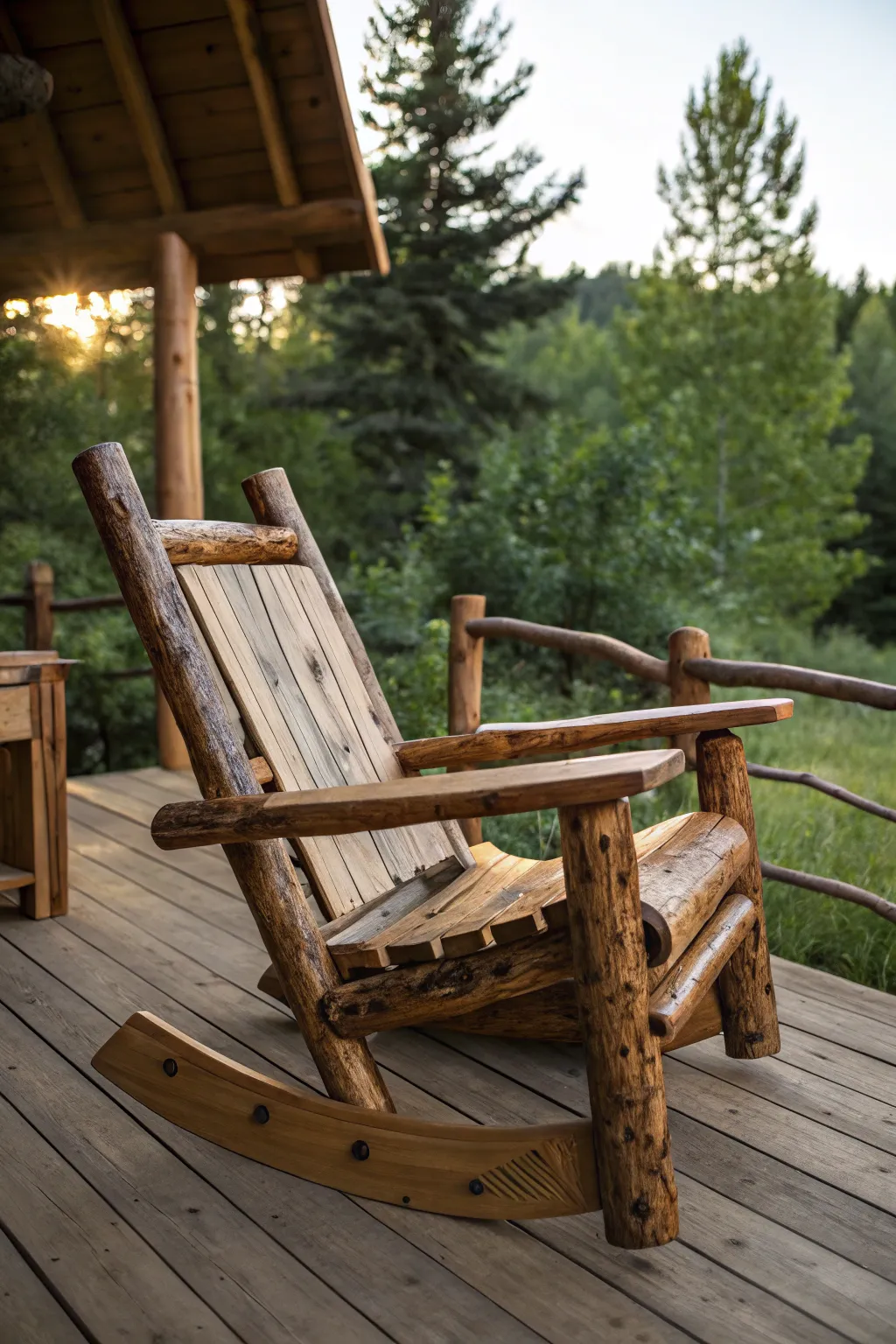 Relax in handcrafted luxury with this stunning log recliner, where nature meets comfort.