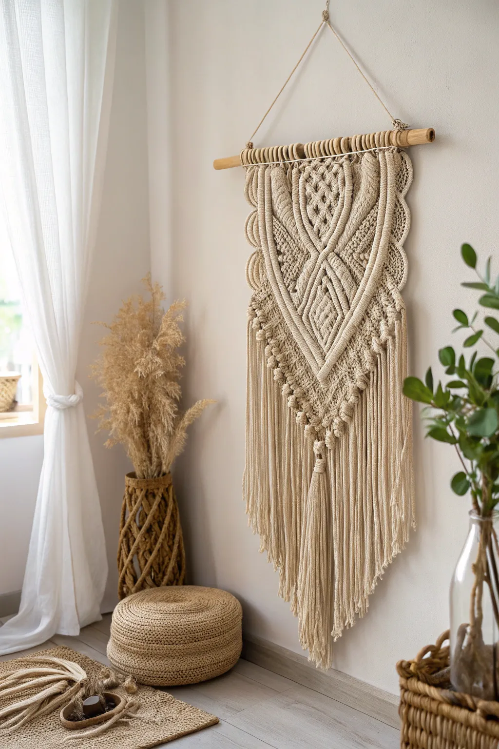 Elevate your space with the art of sculptural weaving, where craftsmanship meets minimalist beauty.