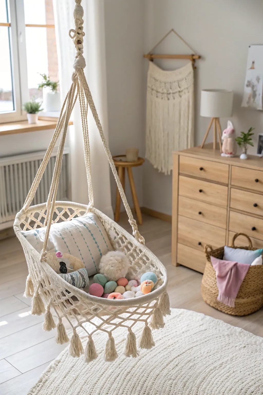 Elevate playtime organization with a chic macrame toy hammock—where style meets simplicity!