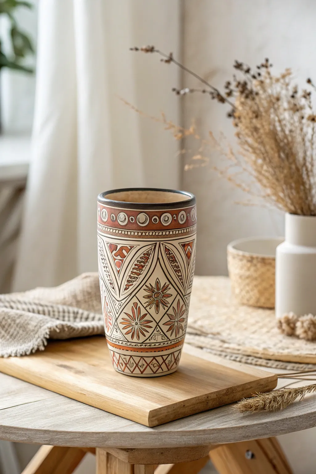 Celebrate heritage with a tumbler that blends traditional patterns and minimalist elegance.