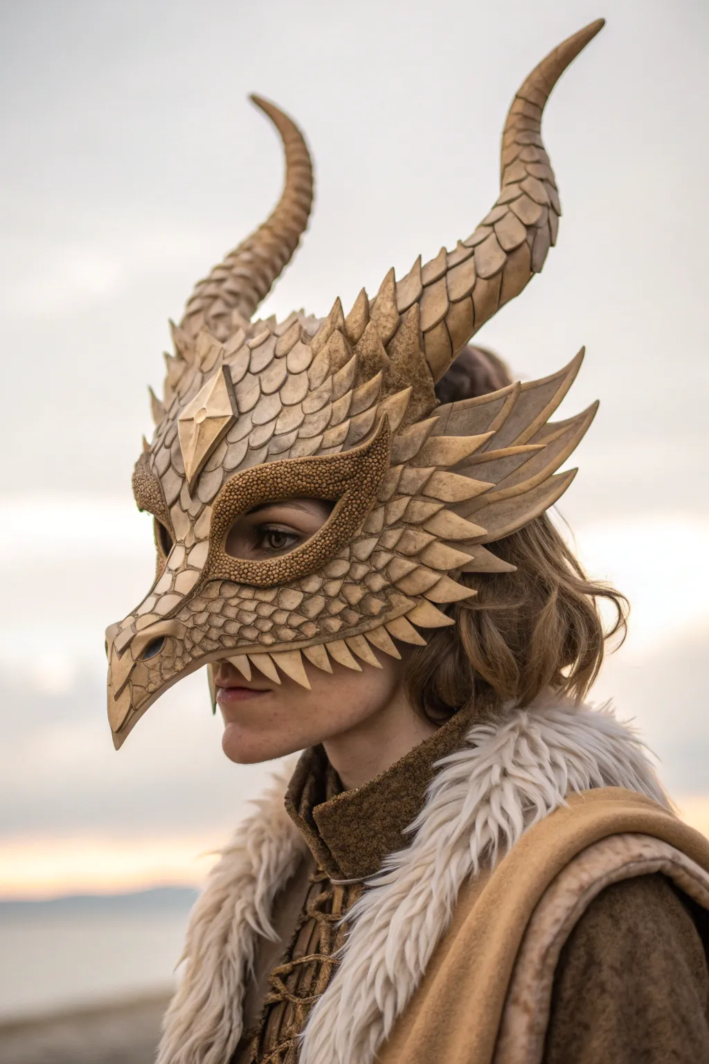 Unveil the magic of mythical realms with this exquisitely crafted dragon mask.