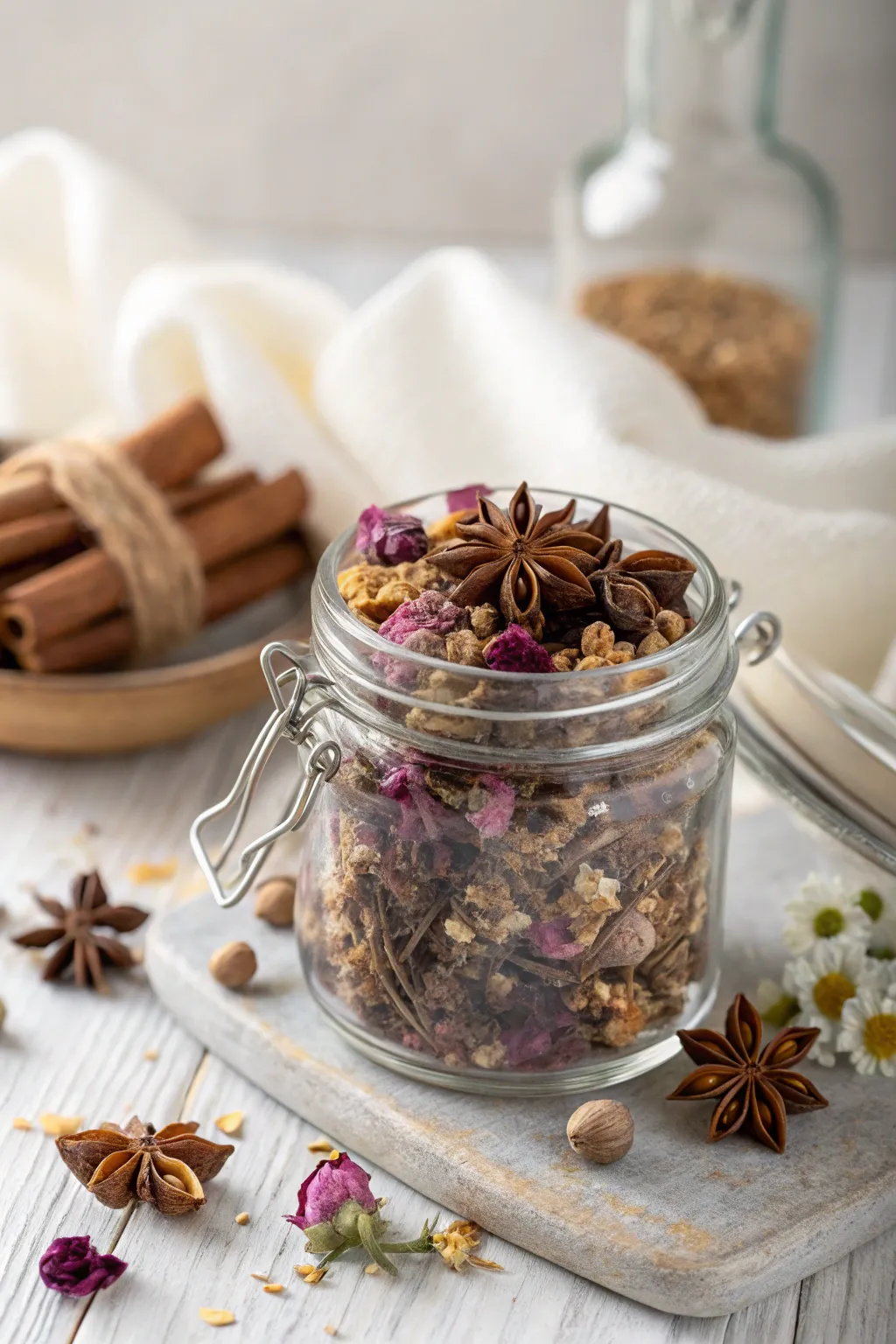 Embrace natural elegance with DIY potpourri in a mason jar—an aromatic delight for your home.