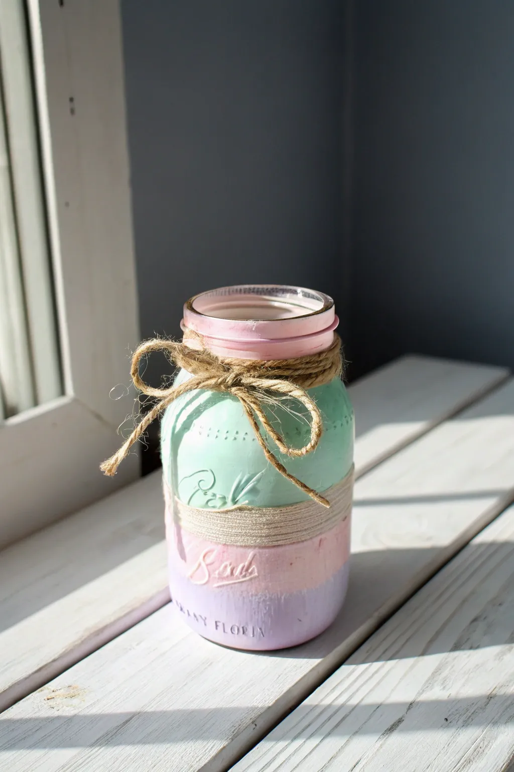 Add a touch of pastel elegance to your decor with this charming mason jar craft.