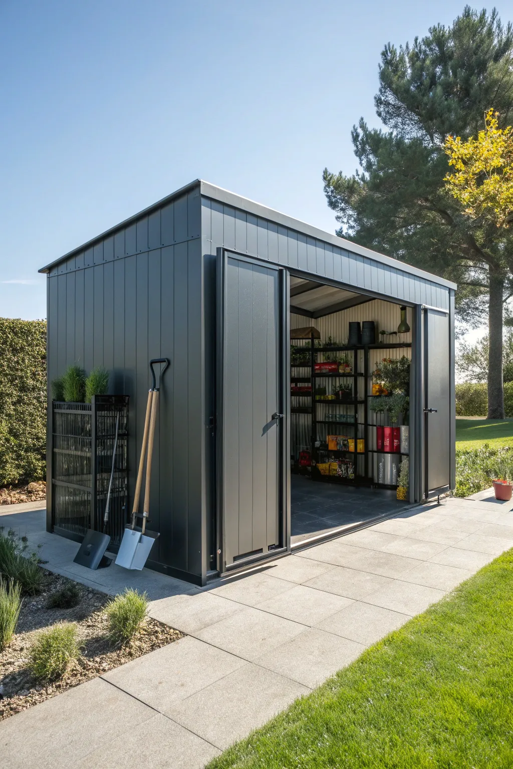 Elevate your garden storage with a sophisticated metal carport shed: where functionality meets craftsmanship.
