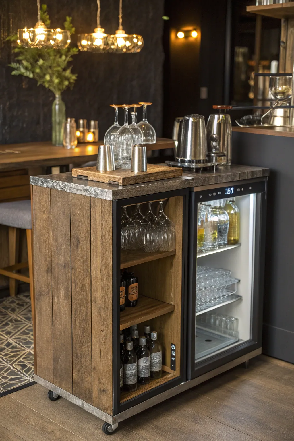 Elevate your home gatherings with a bar cart that combines style and function. 🍹🍸