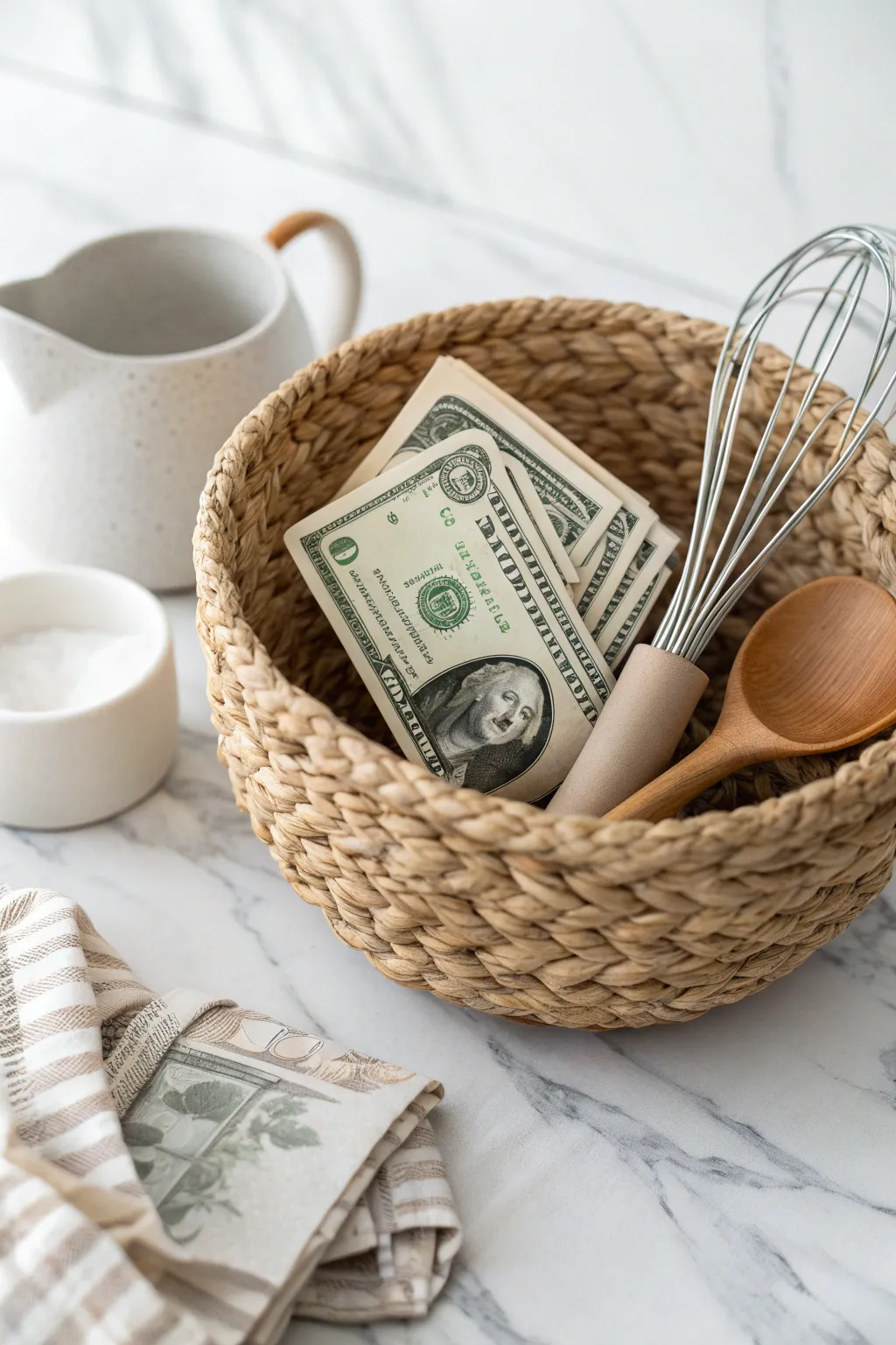 Elevate your gift-giving with a Culinary Cash Basket, perfect for those who savor both flavor and finance.