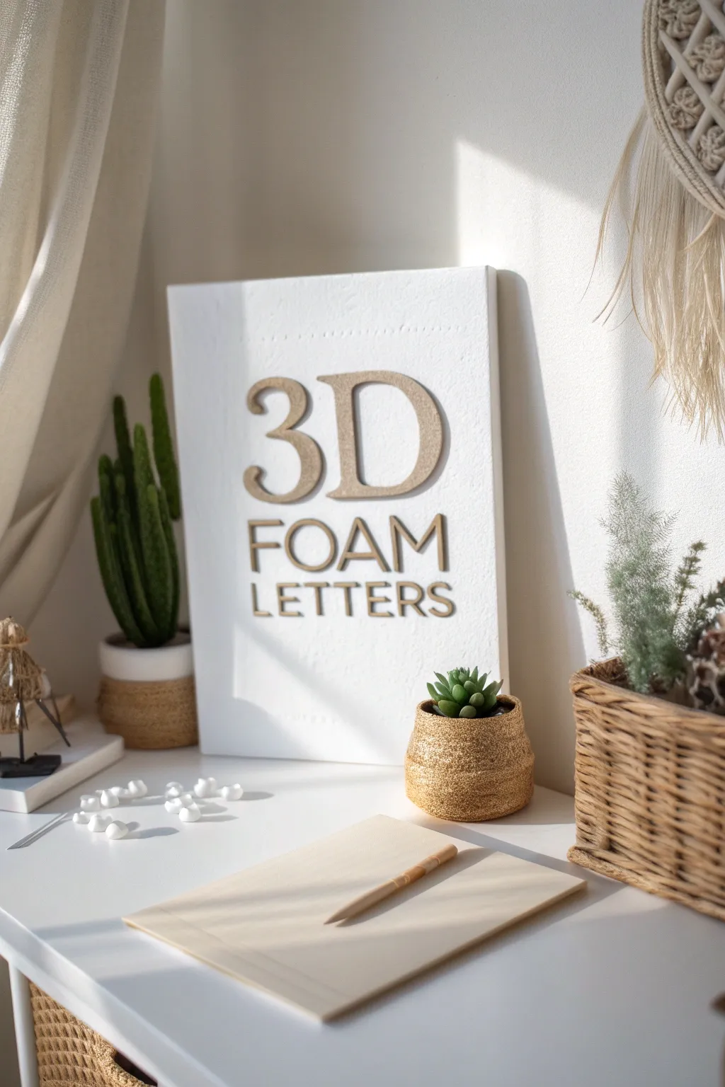 Elevate your monogram art with dimensional 3D foam letters for an eye-catching minimalist touch.