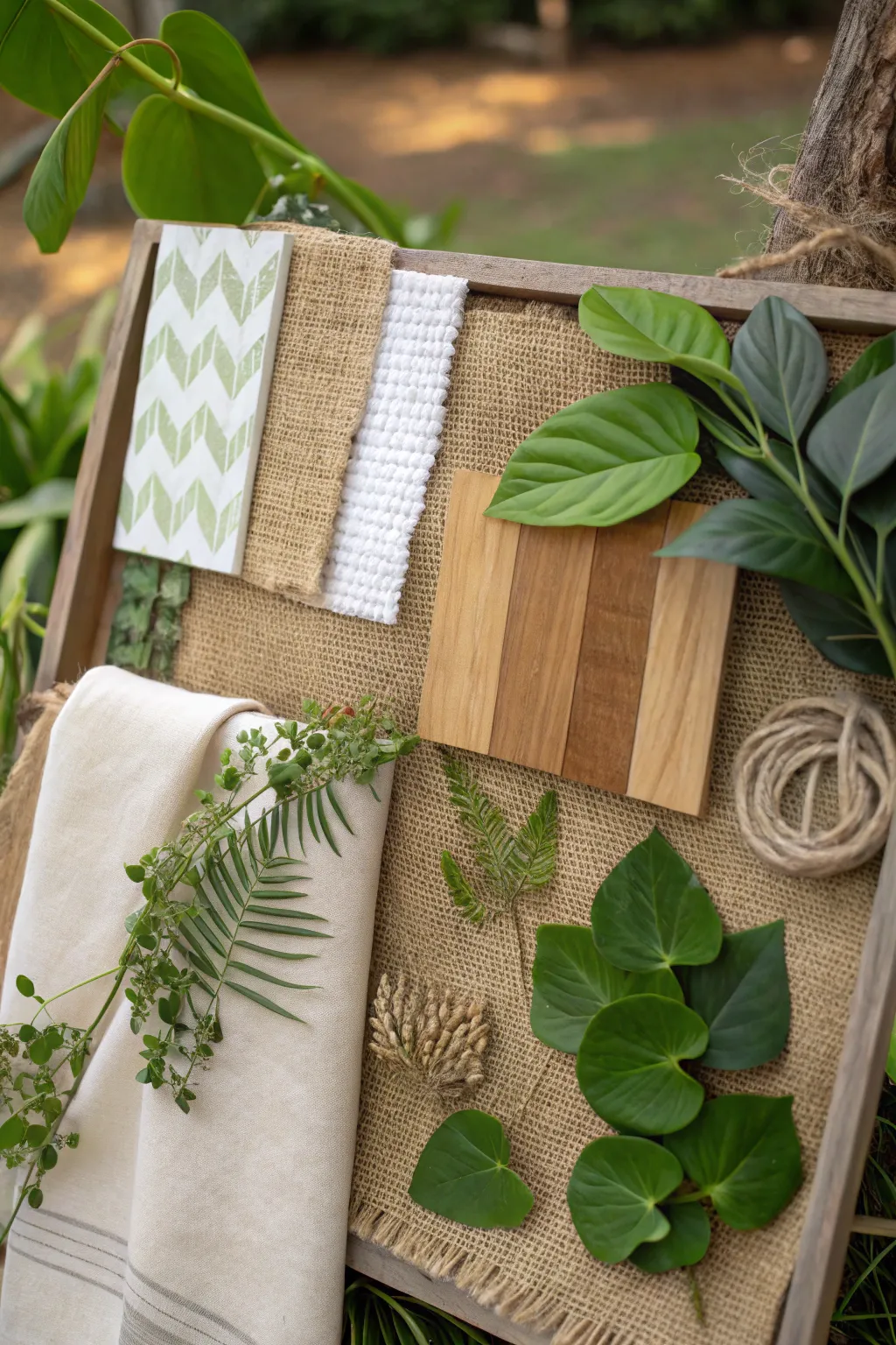 Sustainable mood board with ecological elements.