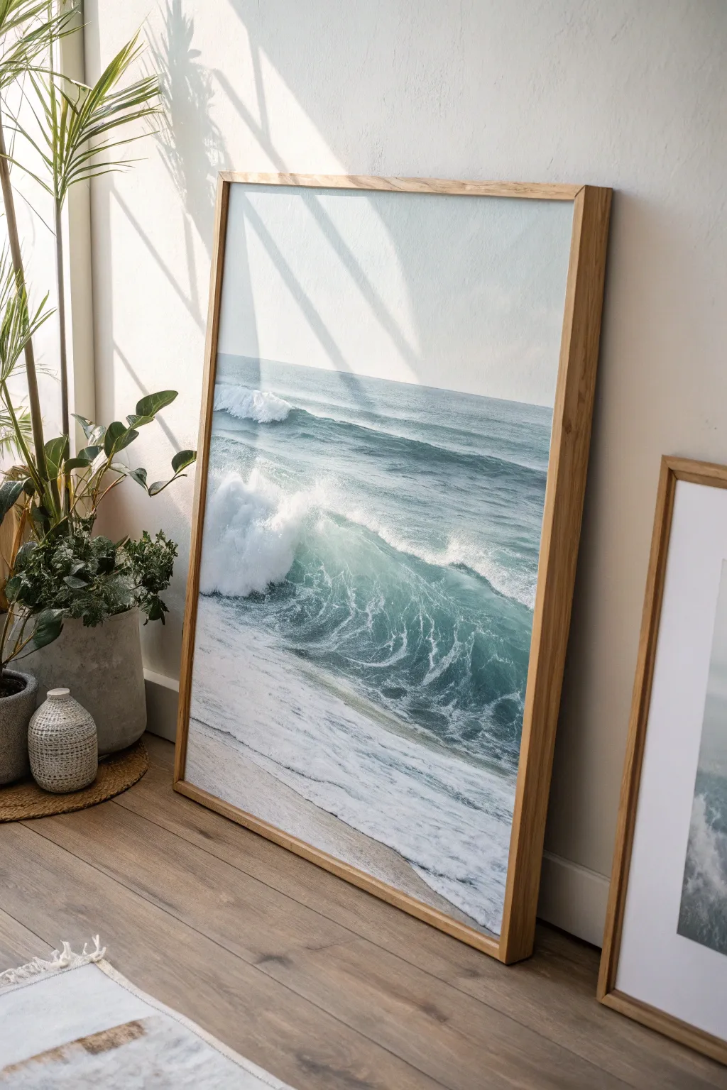 Capture the soothing essence of the ocean with this minimalist wave painting, perfect for a calming Mother's Day gift.