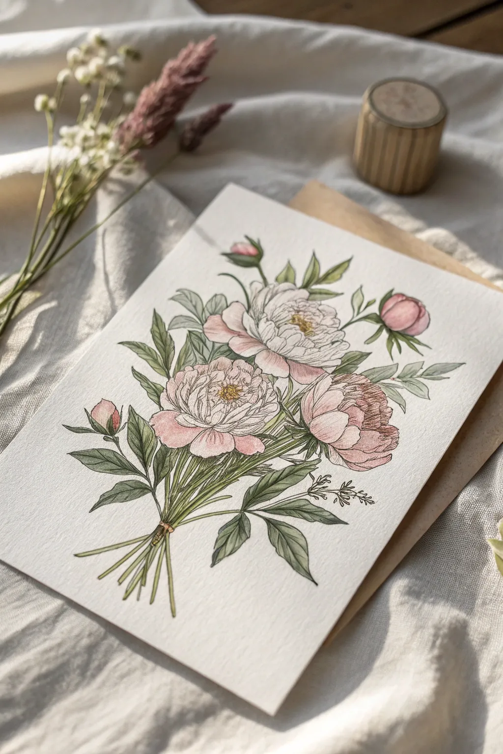 Celebrate Mother's Day with a touch of elegance and love, captured in a beautifully crafted peony bouquet card.