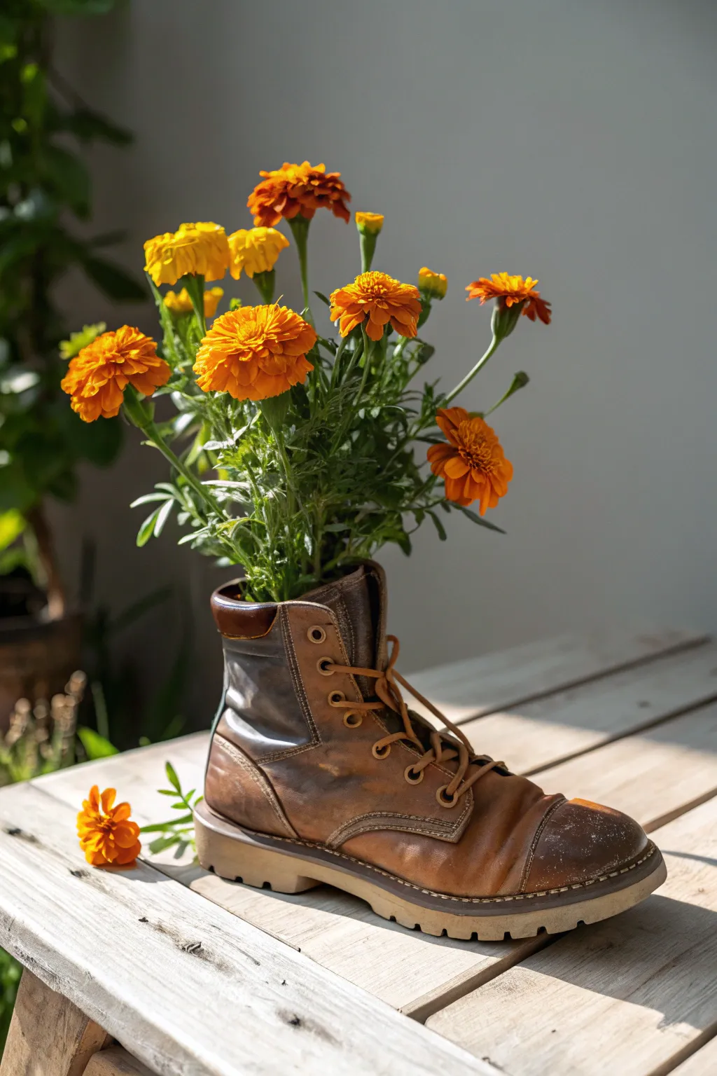 Nurture young green thumbs with a playful boot planter garden.