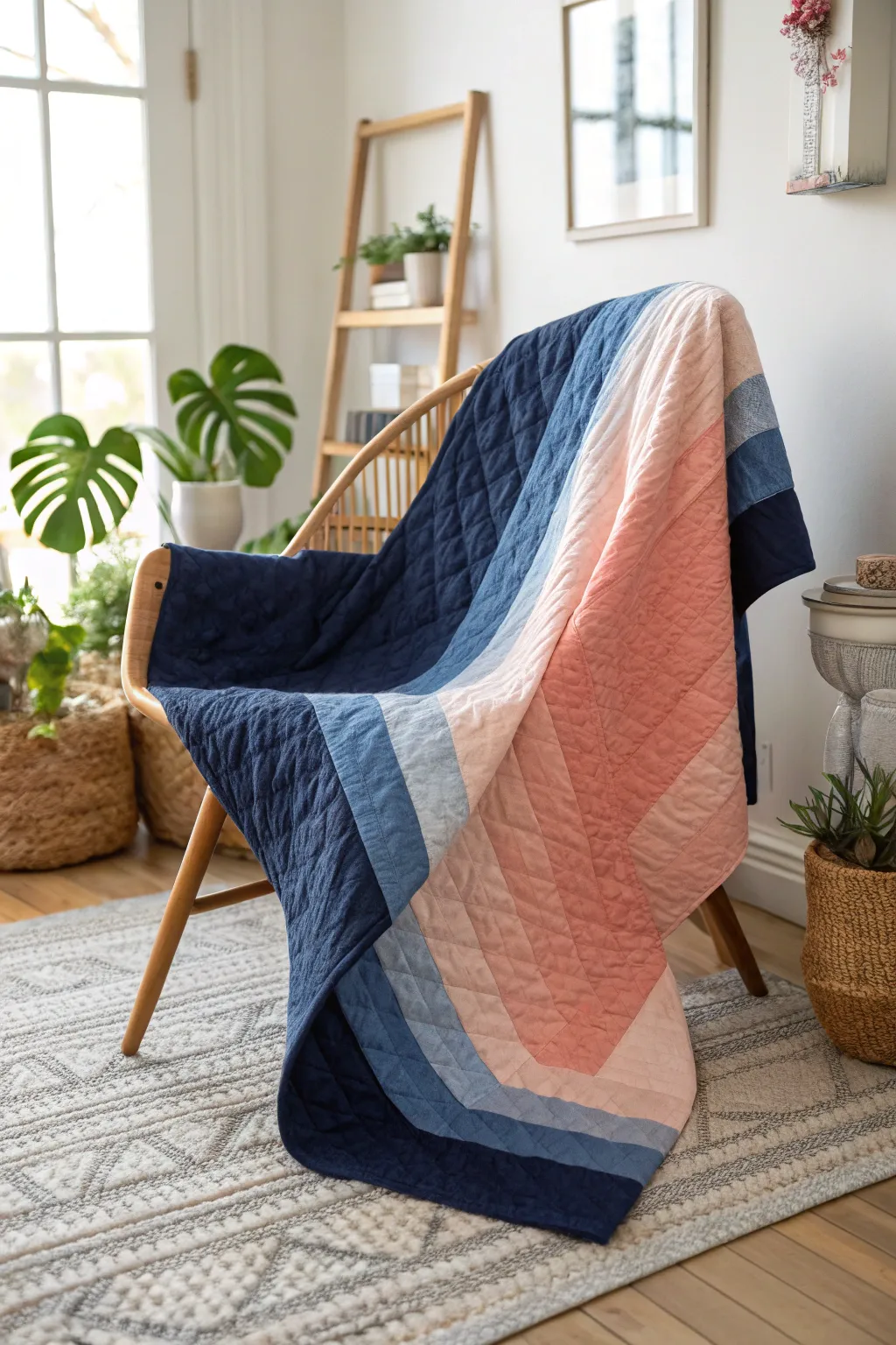 Embrace the elegance of simplicity with this stunning ombre quilt, a perfect blend of minimalist design and boho charm.