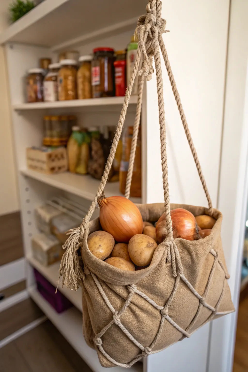Repurpose with style: Craftsmanship meets functionality in this rustic vegetable storage solution.