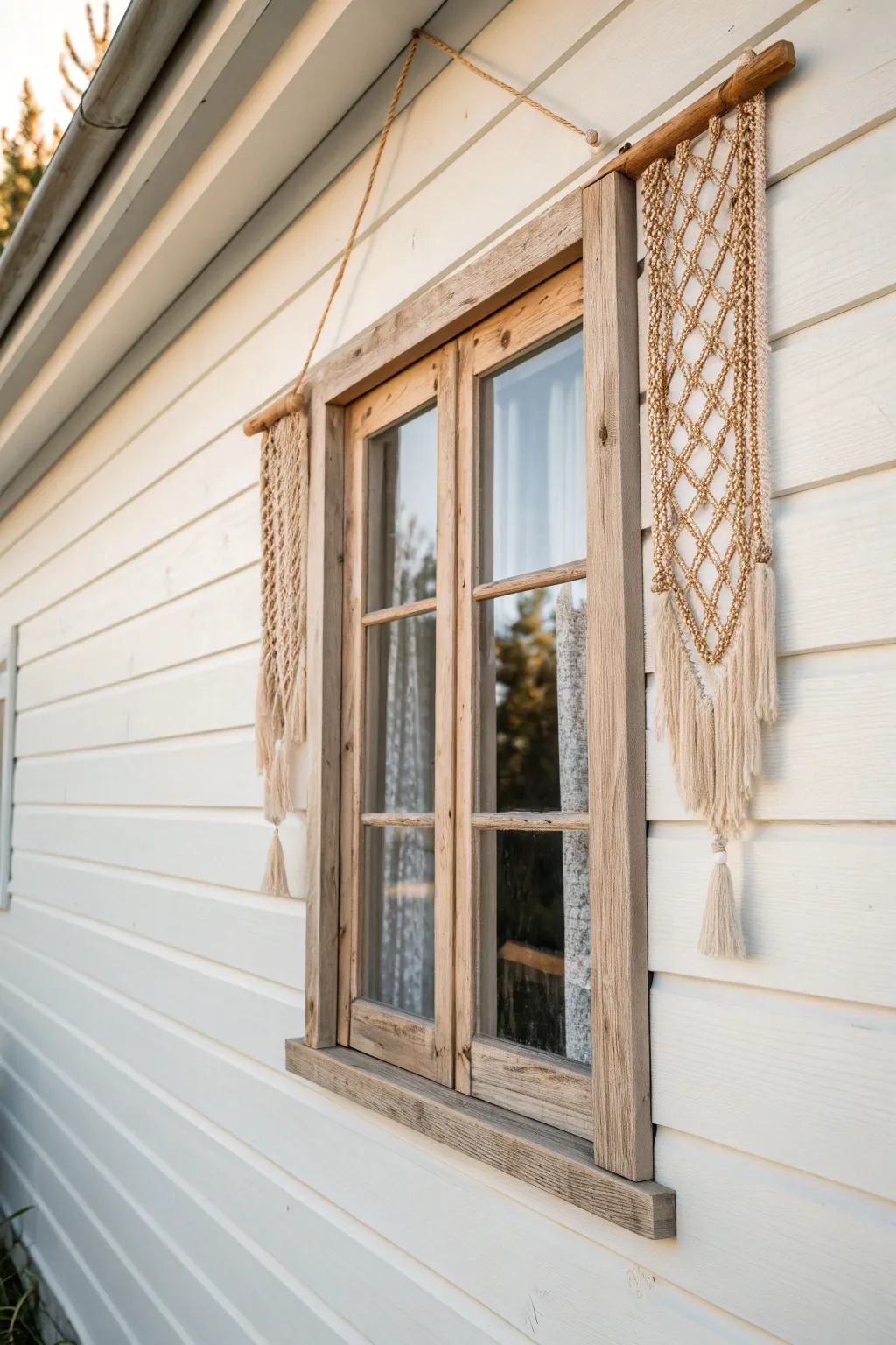 Embrace sustainability with style: a recycled window frame that tells its own story.