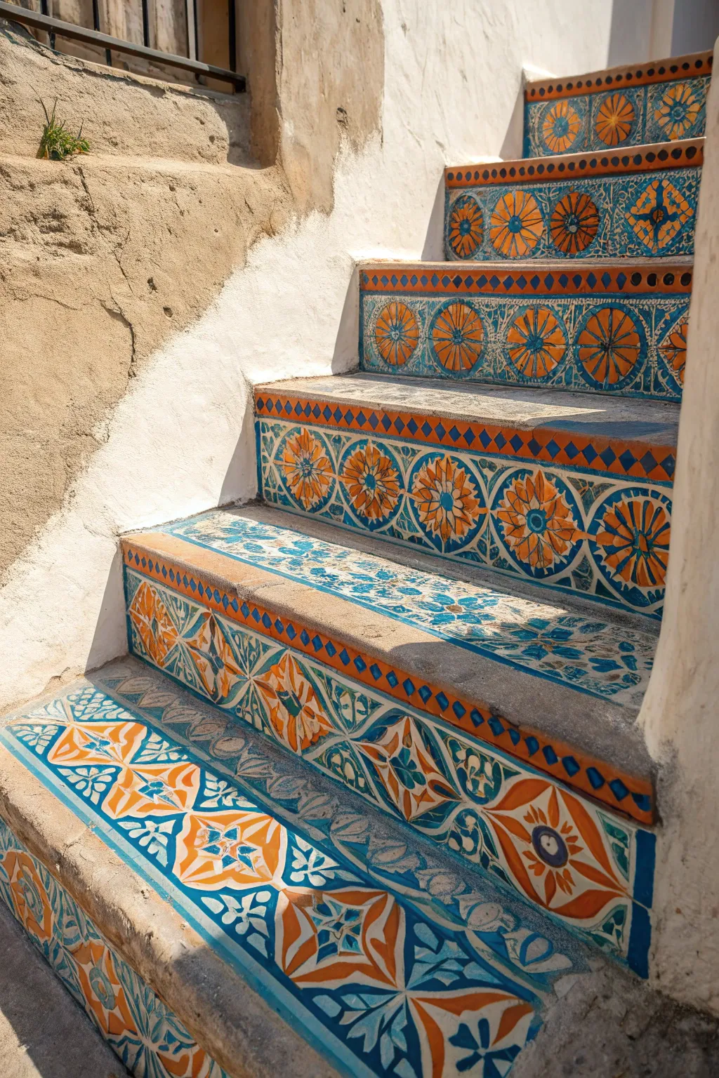 Add a touch of exotic charm with Moroccan-inspired concrete step designs.