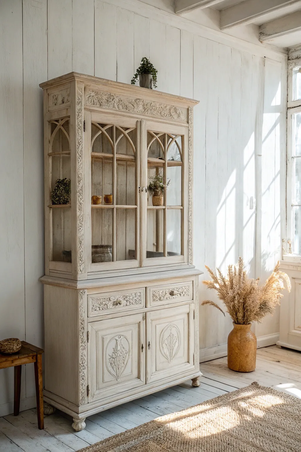 Transport your space back in time with a beautifully restored antique hutch.