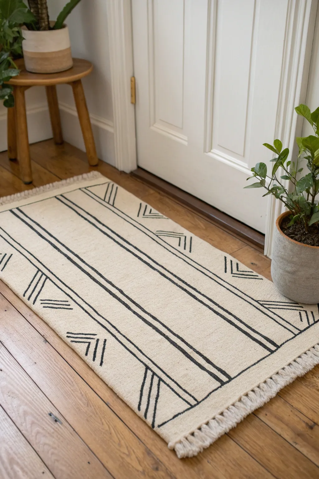 Embrace the elegance of minimalism with hand-painted lines that speak volumes in simplicity.