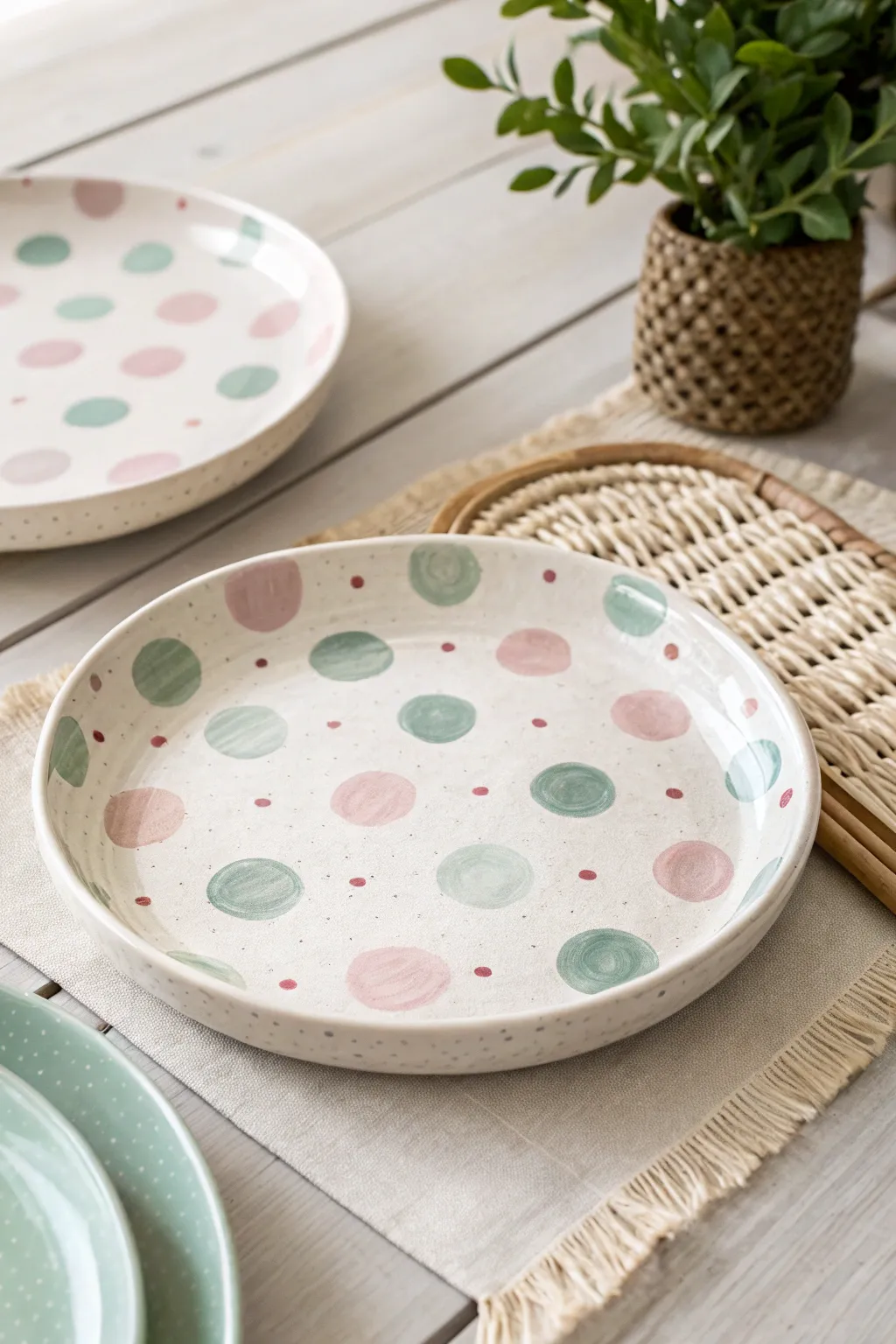 Embrace the joy of playful patterns with this charming polka dot plate design. Perfect for adding a touch of whimsy to your dining experience.