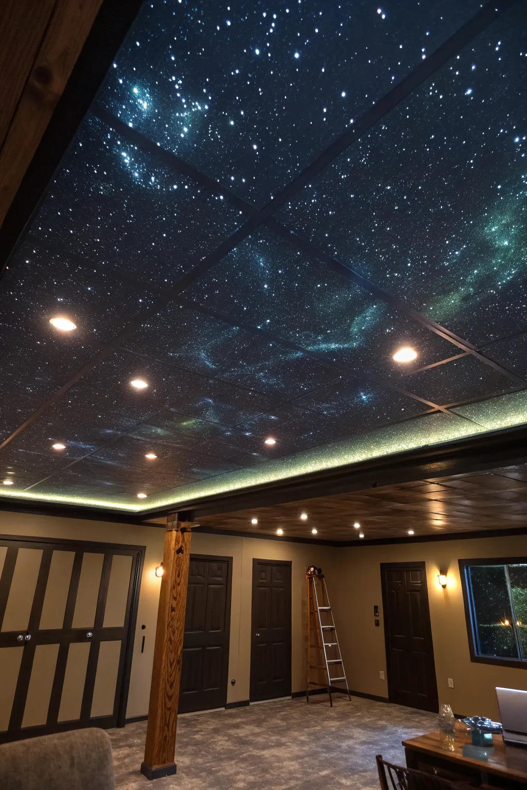 Bring the cosmos indoors with a starry night ceiling that captivates and enchants.