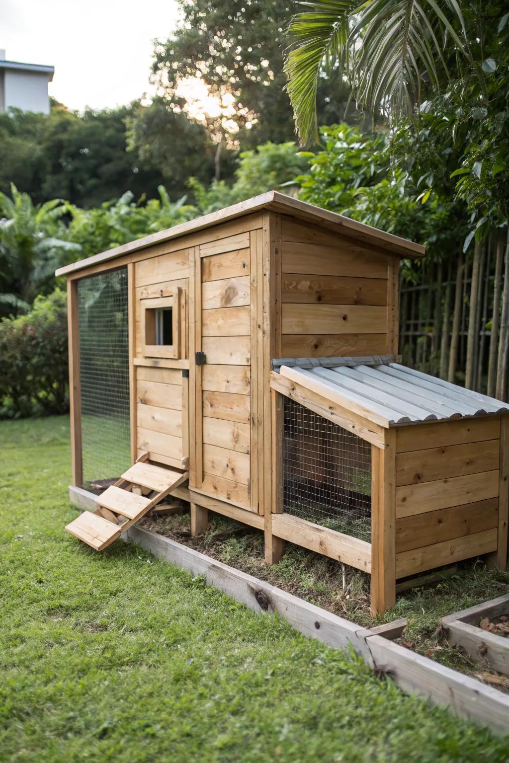 Embrace simplicity with this minimalist pallet chicken coop, where functionality meets craftsmanship.