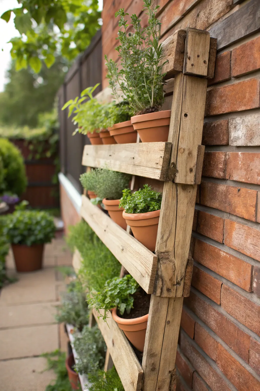 Elevate your garden style with a rustic herb shelf organizer—craftsmanship meets greenery.
