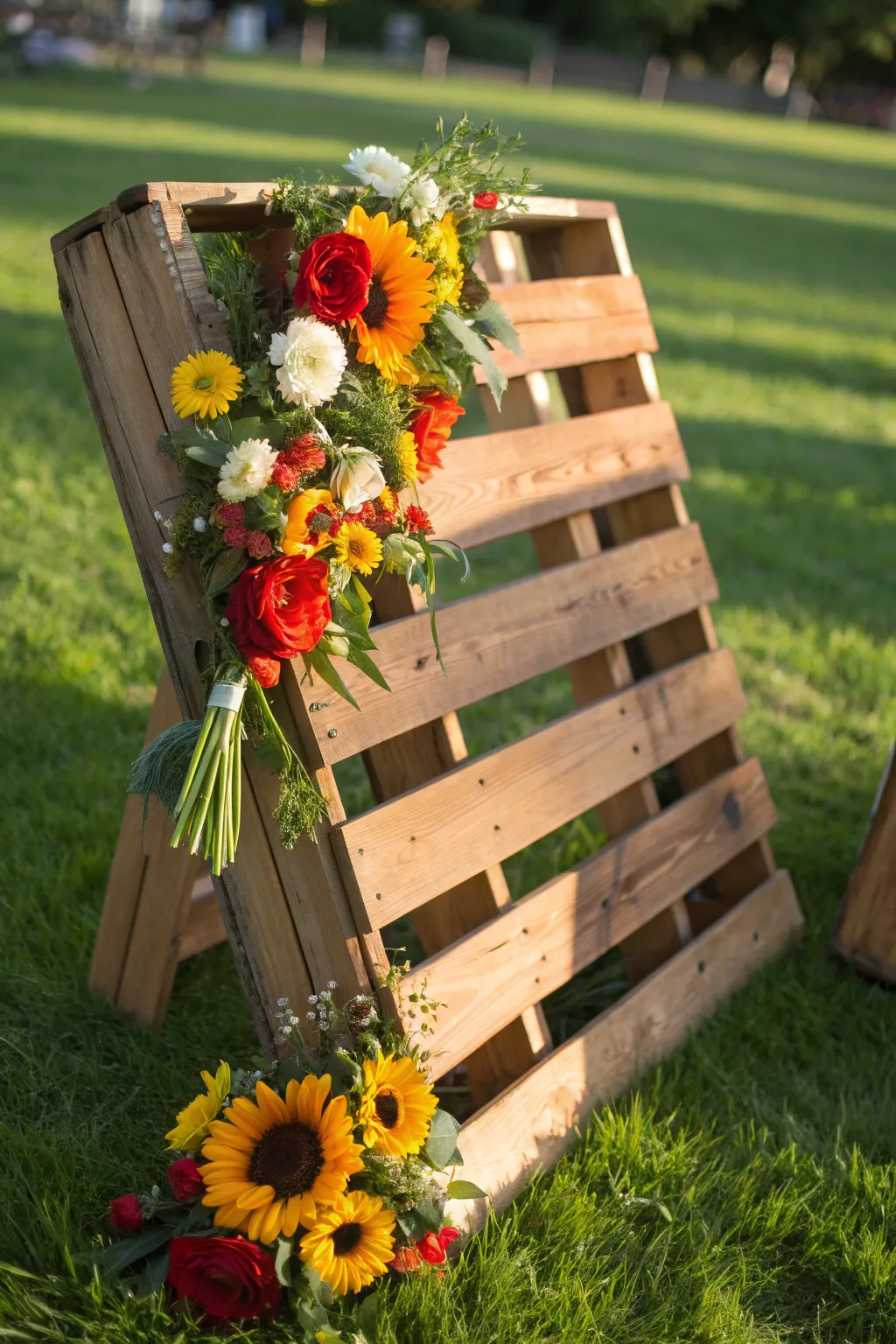 Elevate your garden party with this stunning DIY floral pallet display.
