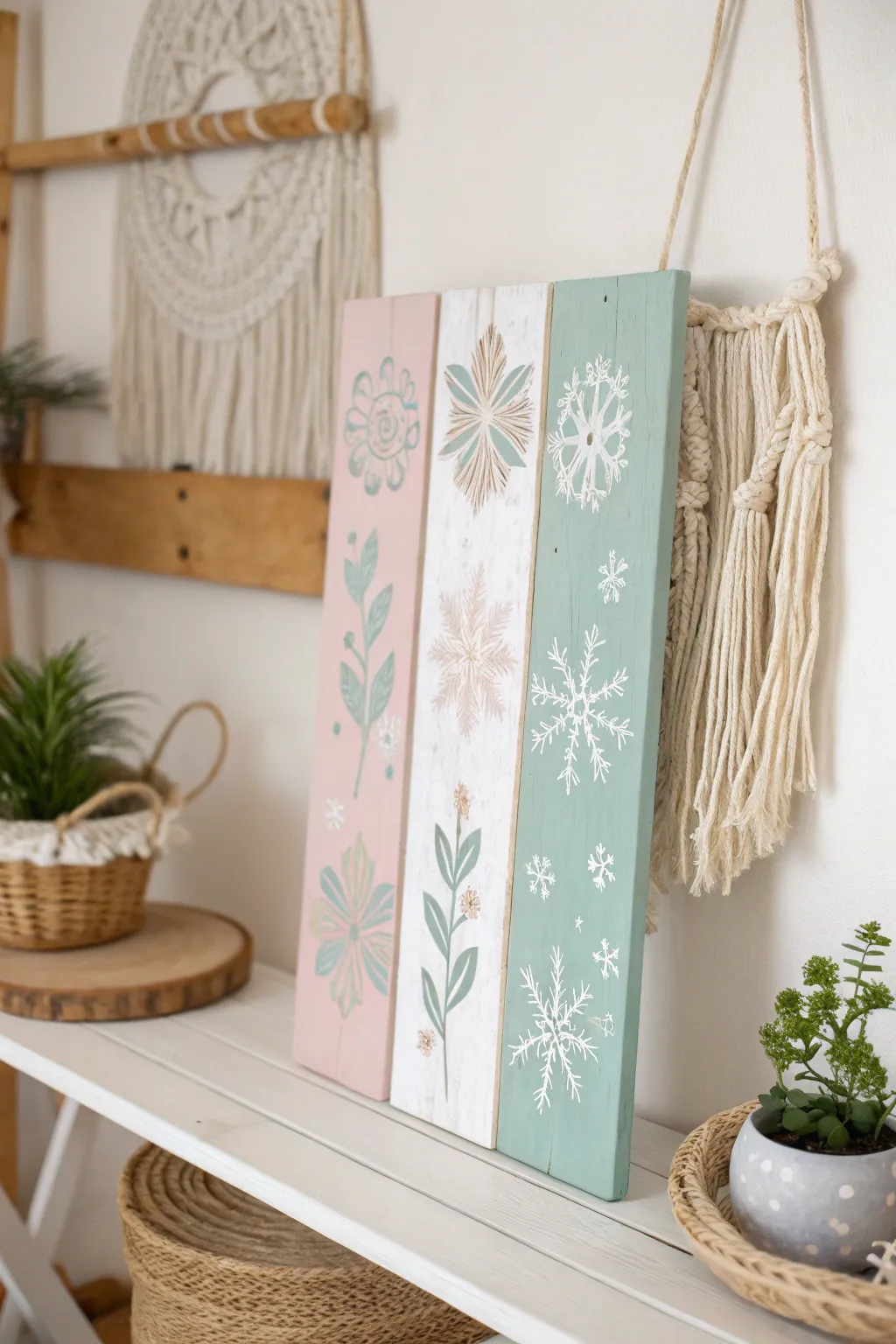 Transform your space with reversible charm: summer blooms and winter wonders on one elegant sign.