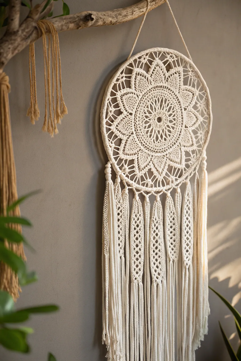 Elevate your space with the elegance of doily and macrame wall art.