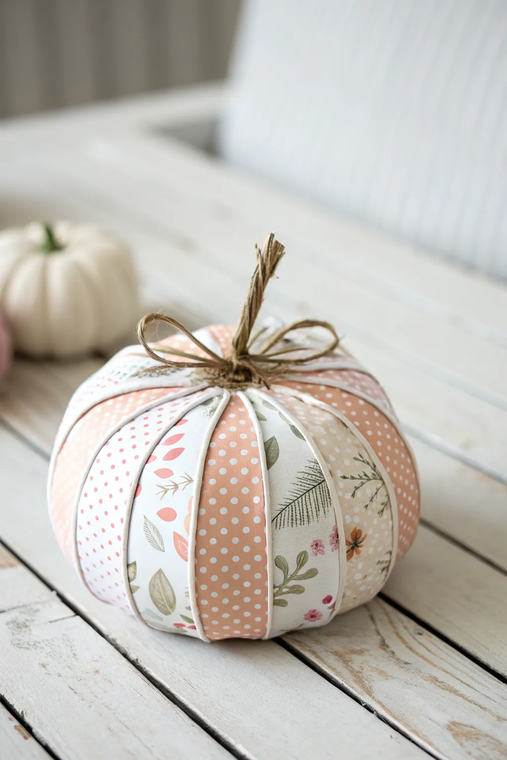 Delight in the charm of handcrafted patterned paper pumpkins, where simplicity meets elegance.