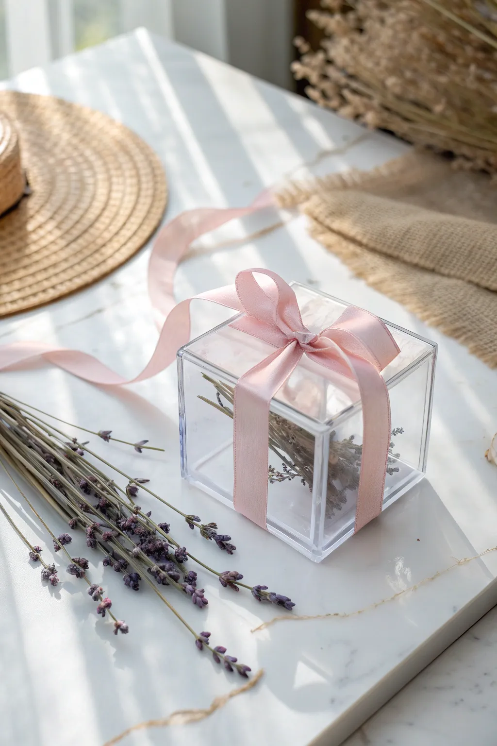 Elevate your party favors with sophisticated acrylic boxes, wrapped in charm and elegance. 🎀✨