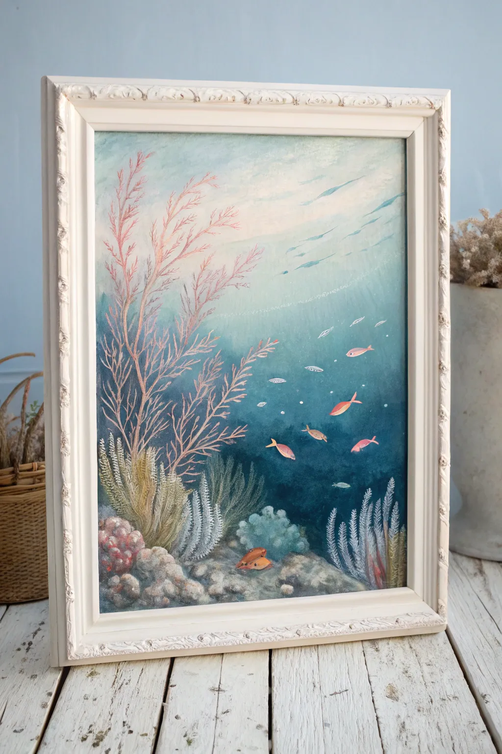 Immerse in the serene beauty of an underwater fantasy, where pastels bring the ocean's magic to life.
