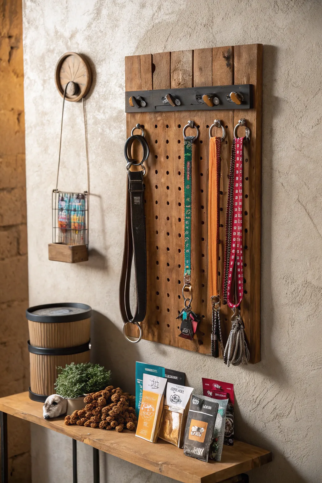 Transform your space into a pet paradise with this stylish pegboard setup!