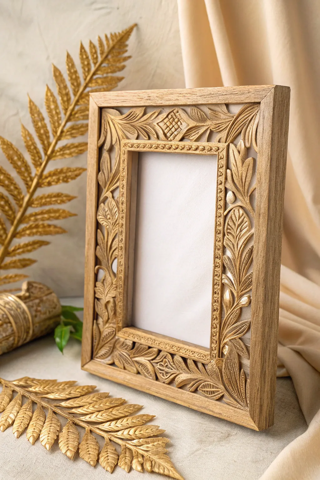 Elevate your frames with luxurious metallic leaf accents for a touch of elegance.
