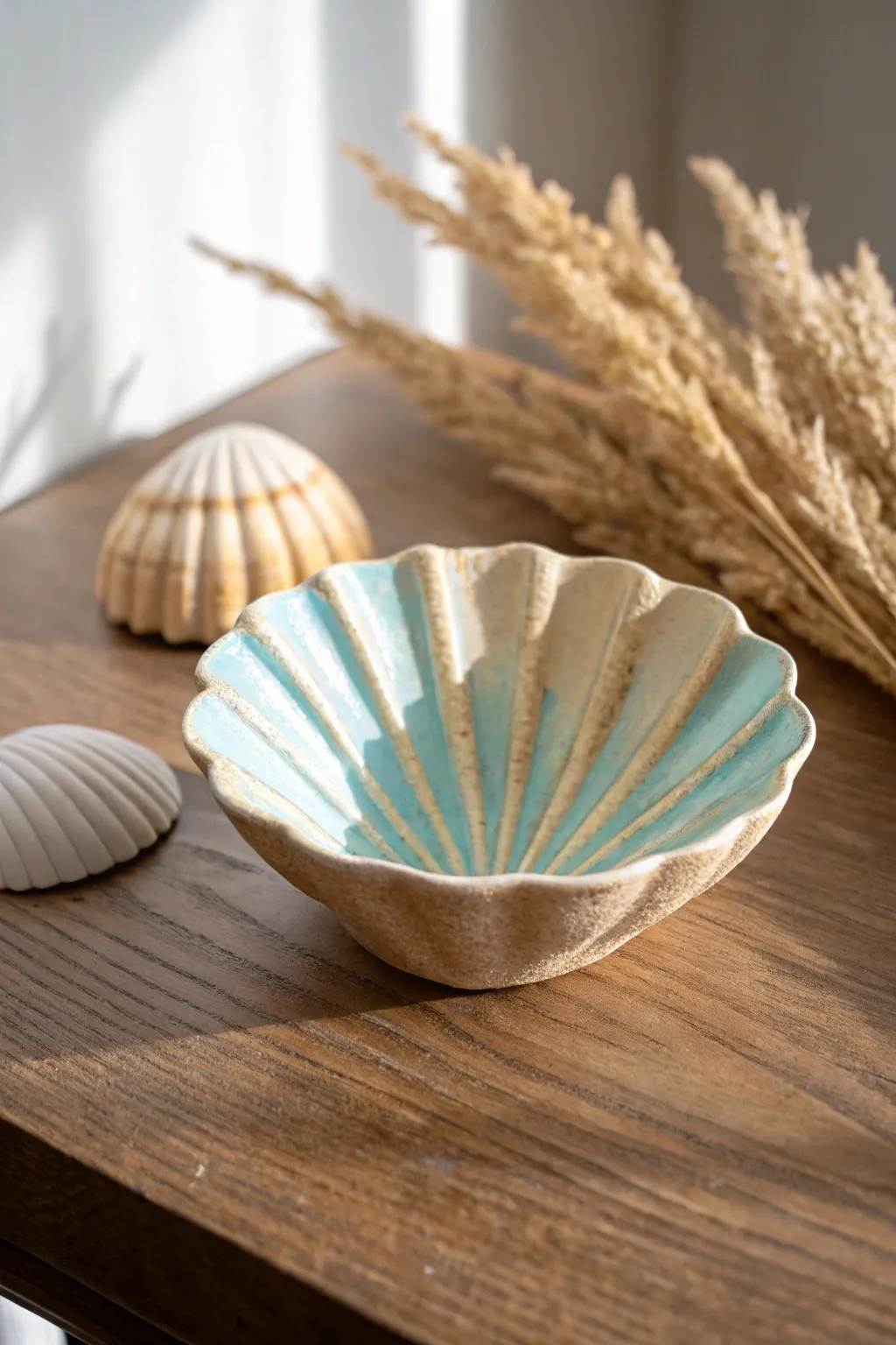 Embrace the calming whispers of the ocean with this beautifully crafted seashell rattle.