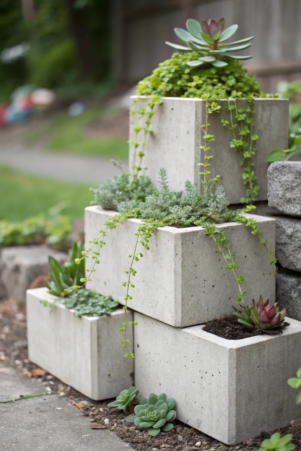 Transform your garden with chic concrete block planters for a minimalist touch!